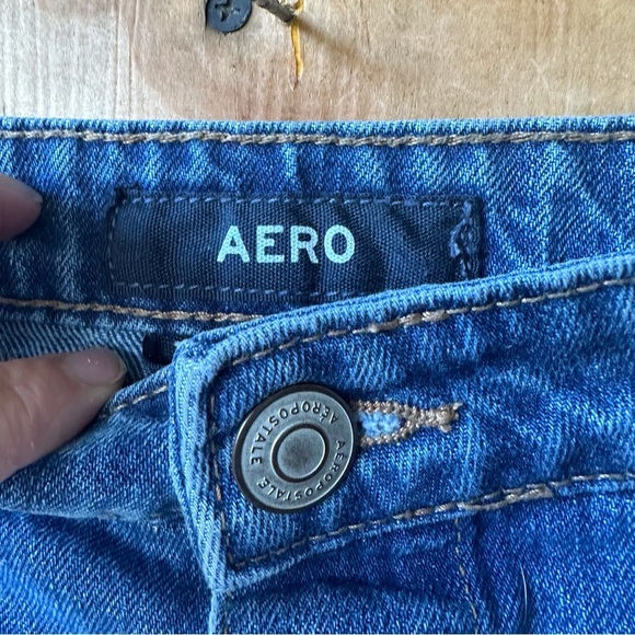 Aeropostale Aero High Rise Rigid Denim Exposed Button Mini Skirt - Picture 4 of 8